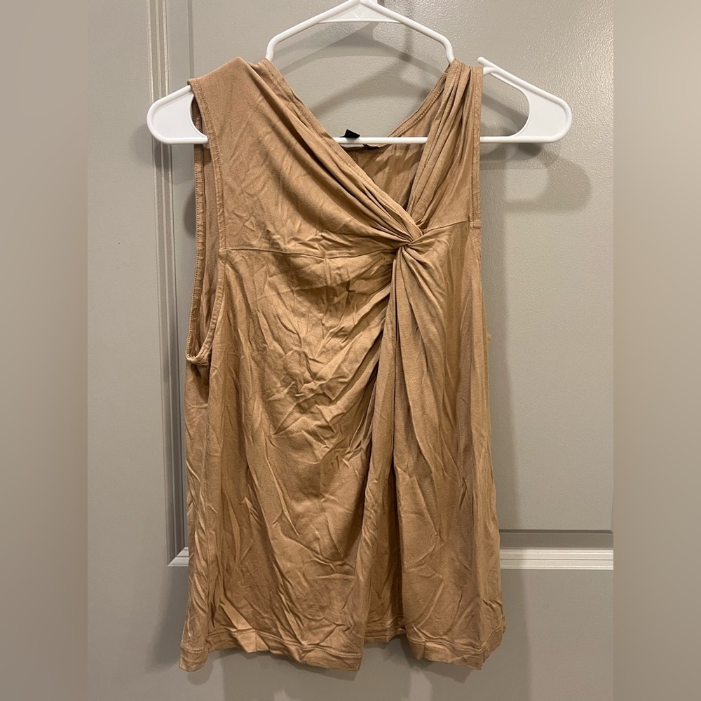Express Sleeveless Gold Blouse with Knot Detail - Size L